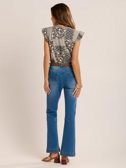 Brakeburn Salinas Patchwork Print Top, Navy/Multi - view 2, Navy/Multi