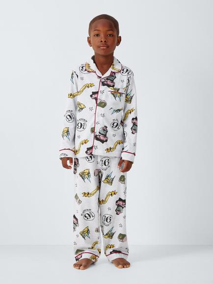 Brand Threads Kids' Long Sleeve Harry Potter Pyjama Set, Grey Multi, Grey Multi