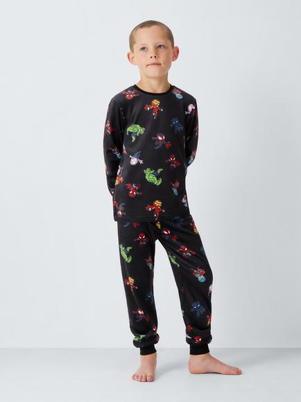Brand Threads Kids' Long Sleeve Marvel Pyjama Set, Black, Black
