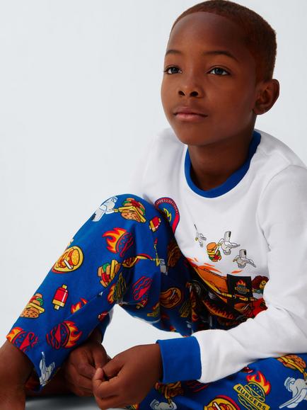 Brand Threads Kids' Long Sleeve LEGO Pyjama Set, Navy Multi - view 2, Navy Multi