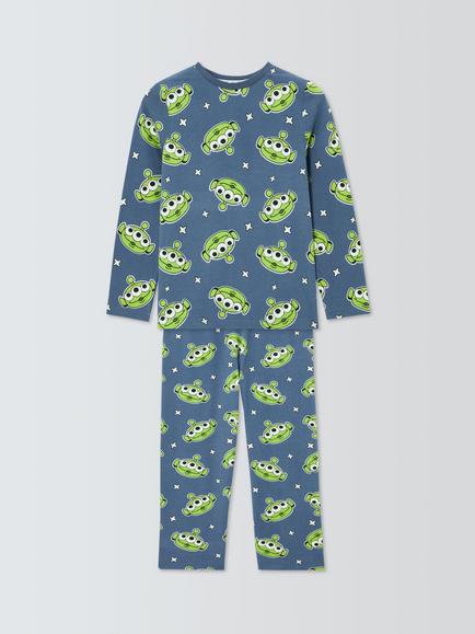 Brand Threads Kids' Toy Story Alien Glow In The Dark Pyjama Set, Navy Multi - view 2, Navy Multi