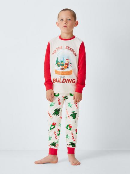 Brand Threads Kids' LEGO Christmas Pyjama Set, Red, Red