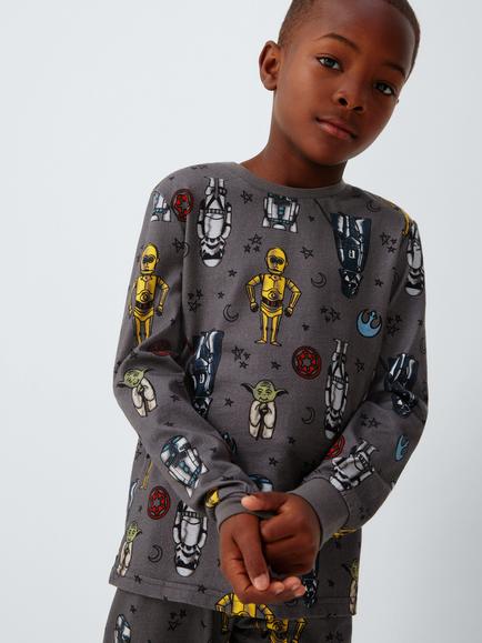 Brand Threads Kids' Long Sleeve Star Wars Pyjama Set, Charcoal - view 2, Charcoal