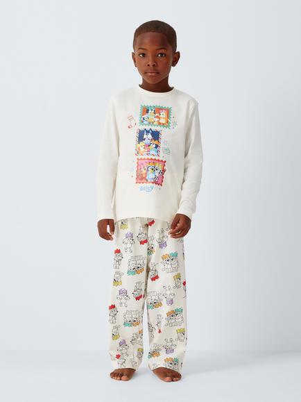 Brand Threads Kids' Bluey Christmas Pyjama Set, White Multi, White Multi