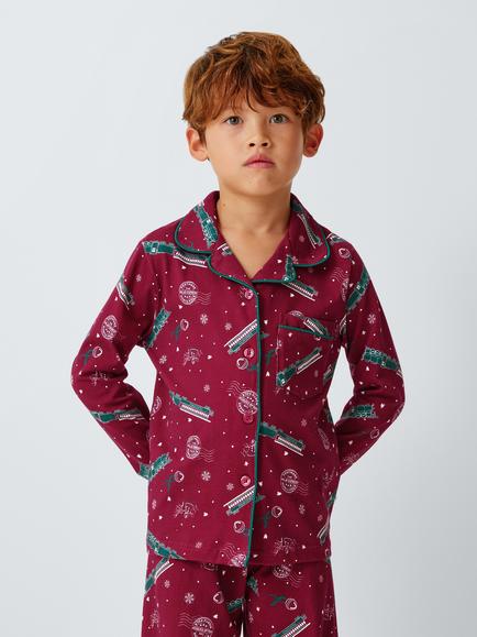 Brand Threads Kids' Polar Express Christmas Pyjama Set, Burgundy, Burgundy