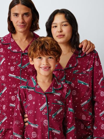 Brand Threads Kids' Polar Express Christmas Pyjama Set, Burgundy - view 2, Burgundy