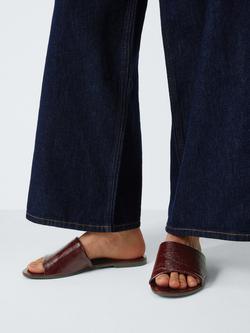 John Lewis Lacey Leather Mule Slider Sandals, Bordeaux - view 2, Bordeaux