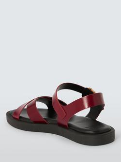 John Lewis Leighton Leather Cross Strap Footbed Sandals - view 2, Bordeaux