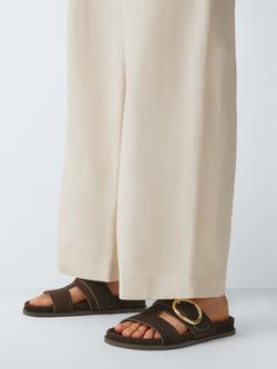 John Lewis Lilibeth Suede Feature Buckle Mule Slider Sandals, Chocolate - view 2, Chocolate