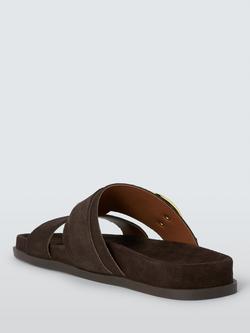 John Lewis Lilibeth Suede Feature Buckle Mule Slider Sandals, Chocolate - view 2, Chocolate