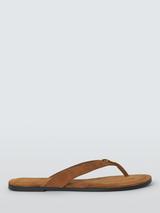 John Lewis Libby Suede Feature Hardware Toe Post Flat Sandals, Tan