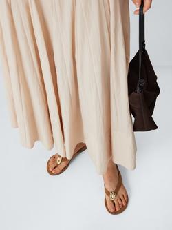 John Lewis Libby Suede Feature Hardware Toe Post Flat Sandals, Tan - view 2, Tan