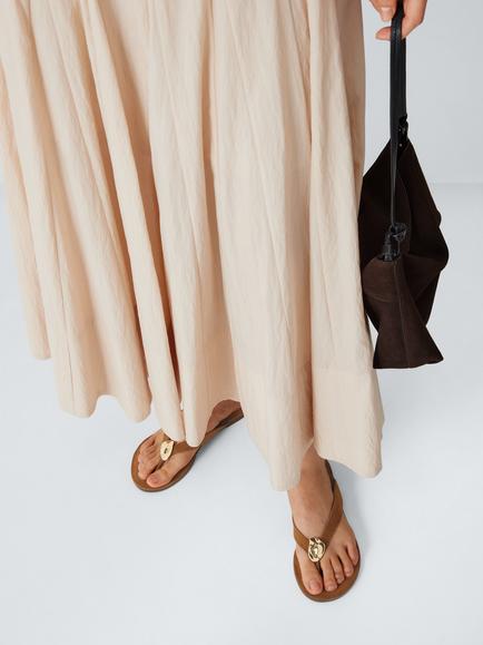 John Lewis Libby Suede Feature Hardware Toe Post Flat Sandals, Tan - view 2, Tan
