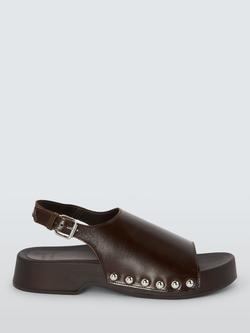 John Lewis Lottie Leather High Vamp Slingback Clog Sandals, Chocolate, Chocolate