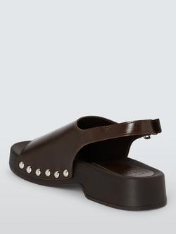 John Lewis Lottie Leather High Vamp Slingback Clog Sandals, Chocolate - view 2, Chocolate