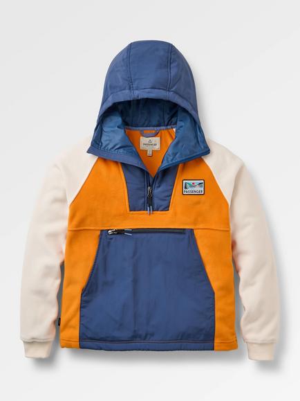Passenger Alexander Hooded Polar Fleece, Orange/Navy/Cream