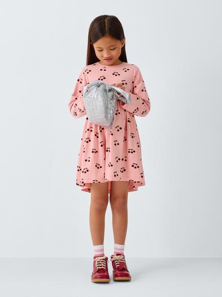 John Lewis Kids' Cherry Print Dress, Pink/Red - view 2, Pink, Red