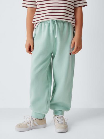 John Lewis Kids' Cherry Embroidered Joggers, Blue, Blue