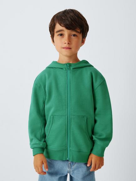 John Lewis Kids' Zip Through Hoodie, Pine Green, Pine Green