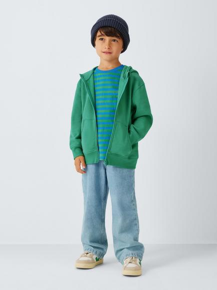 John Lewis Kids' Zip Through Hoodie, Pine Green - view 2, Pine Green