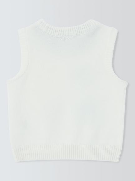 John Lewis Baby Heart Knitted Vest, Cream/Multi - view 2, Cream/Multi