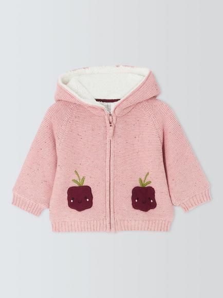 John Lewis Baby Blackcurrant Cardigan, Pink, Pink