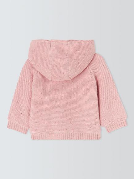 John Lewis Baby Blackcurrant Cardigan, Pink - view 2, Pink
