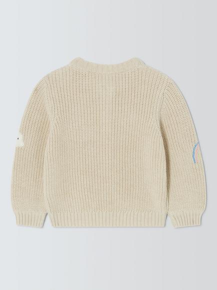 John Lewis Baby Appliqué Cardigan, Natural - view 2, Natural