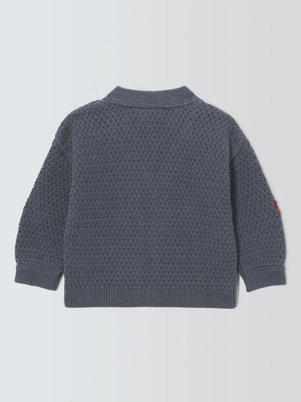 John Lewis Baby Clover Knit Cardigan, Navy - view 2, Navy