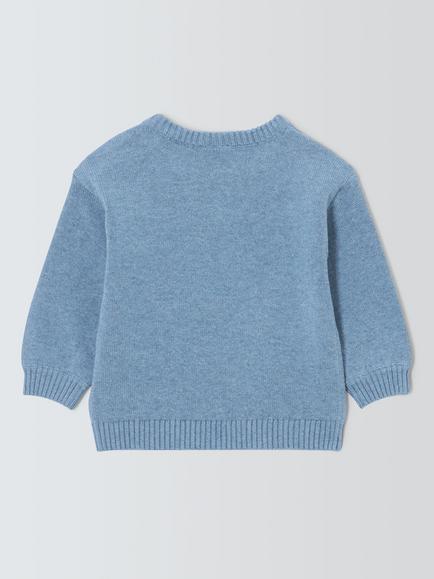 John Lewis Baby Skating Ducks Knitted Jumper, Blue - view 2, Blue Duck