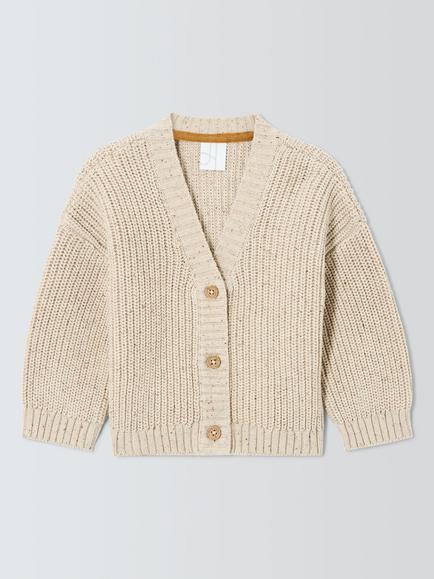 John Lewis Baby V-Neck Cardigan, Natural, Natural