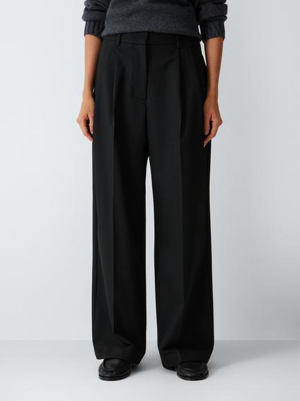 John Lewis Pleat Wide Leg Trousers, Black