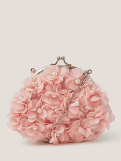 Monsoon Kids' Appliqué Floral Cluster Clip Frame Bag, Pale Pink, Pale Pink