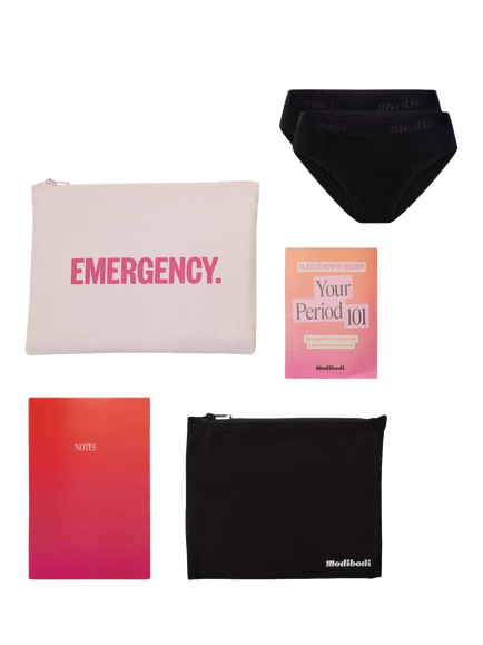 Modibodi Teen Emergency Period Kit, Pack of 6, Black, Black
