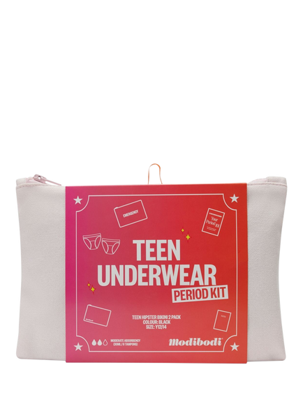 Modibodi Teen Emergency Period Kit, Pack of 6, Black - view 2, Black