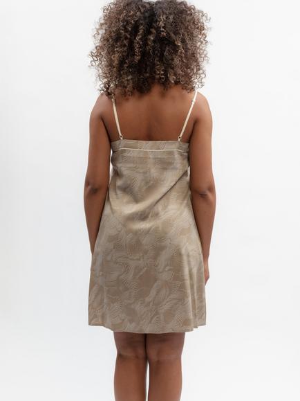 Fable & Eve Amber Contour Print Sleeveless Nightdress, Fawn - view 2, Fawn