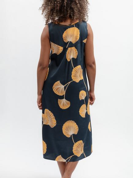 Fable & Eve Sapphire Leaf Print Nightdress, Navy - view 2, Navy