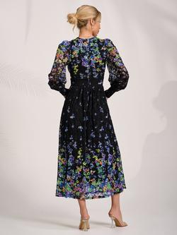 Jolie Moi Floral Lace Sleeve Midi Dress, Multi - view 2, Multi