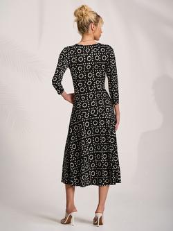 Jolie Moi Geometric Jersey Midi Dress, Black/White - view 2, Black/White