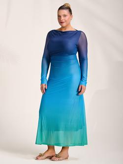 Jolie Moi Slash Neck Mesh Maxi Dress, Green Ombre, Green Ombre
