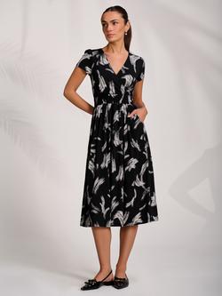 Jolie Moi Wrap Front Jersey Dress, Black Abstract, Black Abstract