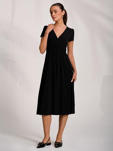 Jolie Moi Wrap Front Jersey Dress, Black, Black