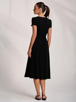 Jolie Moi Wrap Front Jersey Dress, Black - view 2, Black