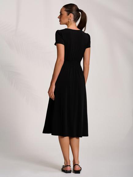 Jolie Moi Wrap Front Jersey Dress, Black - view 2, Black