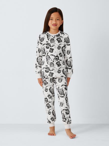 Brand Threads Kids' Harry Potter Pyjama Set, Black/White, Black/White