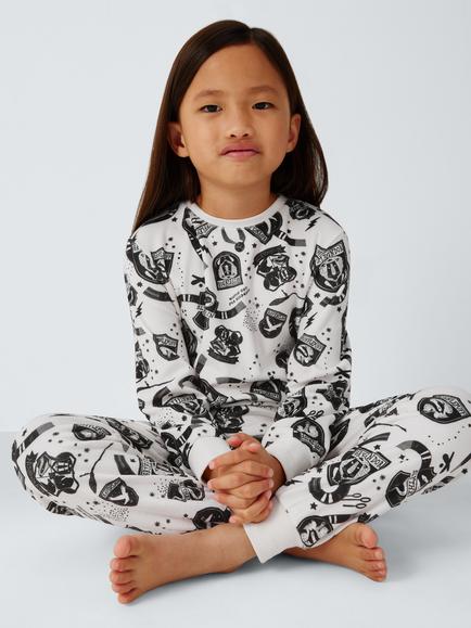 Brand Threads Kids' Harry Potter Pyjama Set, Black/White - view 2, Black/White