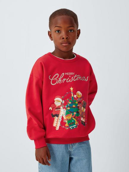 Brand Threads Kids' LEGO Christmas Sweatshirt, Red, Red
