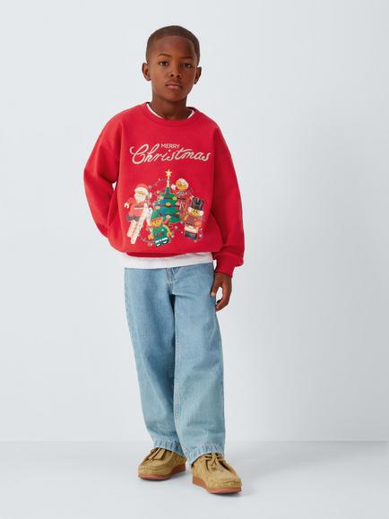Brand Threads Kids' LEGO Christmas Sweatshirt, Red - view 2, Red