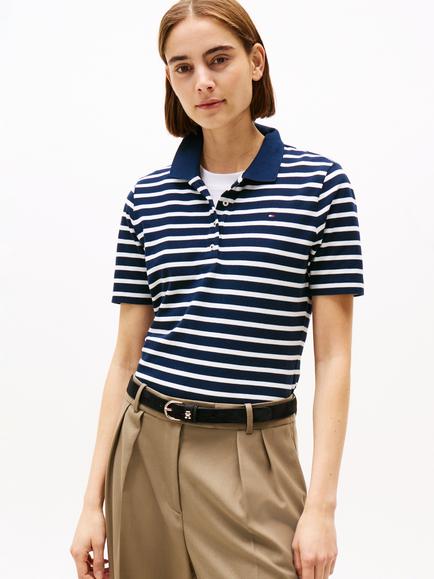 Tommy Hilfiger 1985 Stripe Polo Shirt, Dark Night Navy/Ecru, Dark Night Navy/Ecru