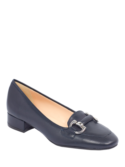 Jones Bootmaker Editta Leather Smart Slip-On Shoes - view 2, Navy
